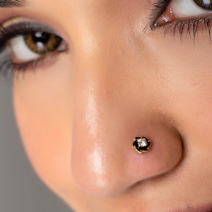 KuberBox 18K Gold and Diamond Spinning Disc Nose Stud/C-wire