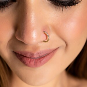 KuberBox 18K Gold and Diamond Elegant 0.08 cts Nose Ring