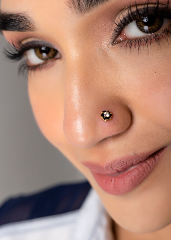 Buy KuberBox 14K Round 0.02 Carat Diamond Nose Pin for Women and Girls  online