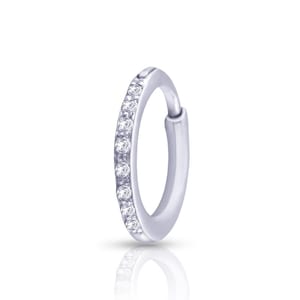 KuberBox Classic 0.03 Carat Nose Ring Hoop 18K Solid White Gold SI-HI Certified Diamonds, Also in Yellow or Rose Gold