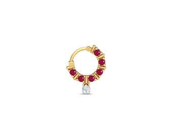 Anello da naso Kantha con rubino KuberBox in oro 18 carati e diamanti per donna