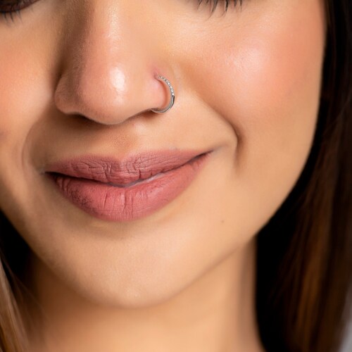 Buy KuberBox 18K Stark Screw Diamond Nose Ring for Women and Girls online