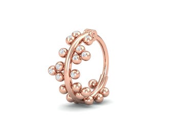 Anello da naso KuberBox in oro 14K/18K con diamanti a forma di bolla (SI1-SI2, diamanti certificati H-I)