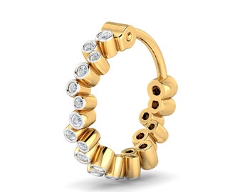 KuberBox Corin Dots 1/10 Diamond Nose Ring 18K Yellow Gold SI-HI Certified Diamonds