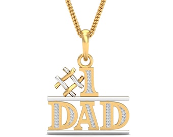 Ciondolo KuberBox n. 1 Papà in oro 18K/14K e diamanti, regalo per la festa del papà, regali per uomo, regali per lui, ciondolo religioso