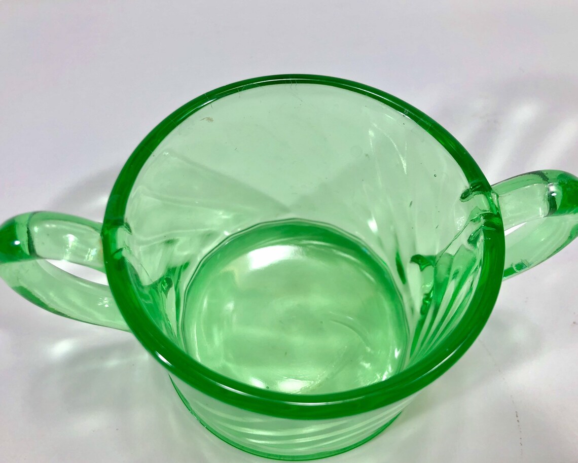 Vintage vaseline glass sugar bowl Etsy