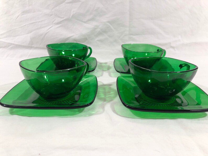 Vintage green coffeetea cup and saucer set