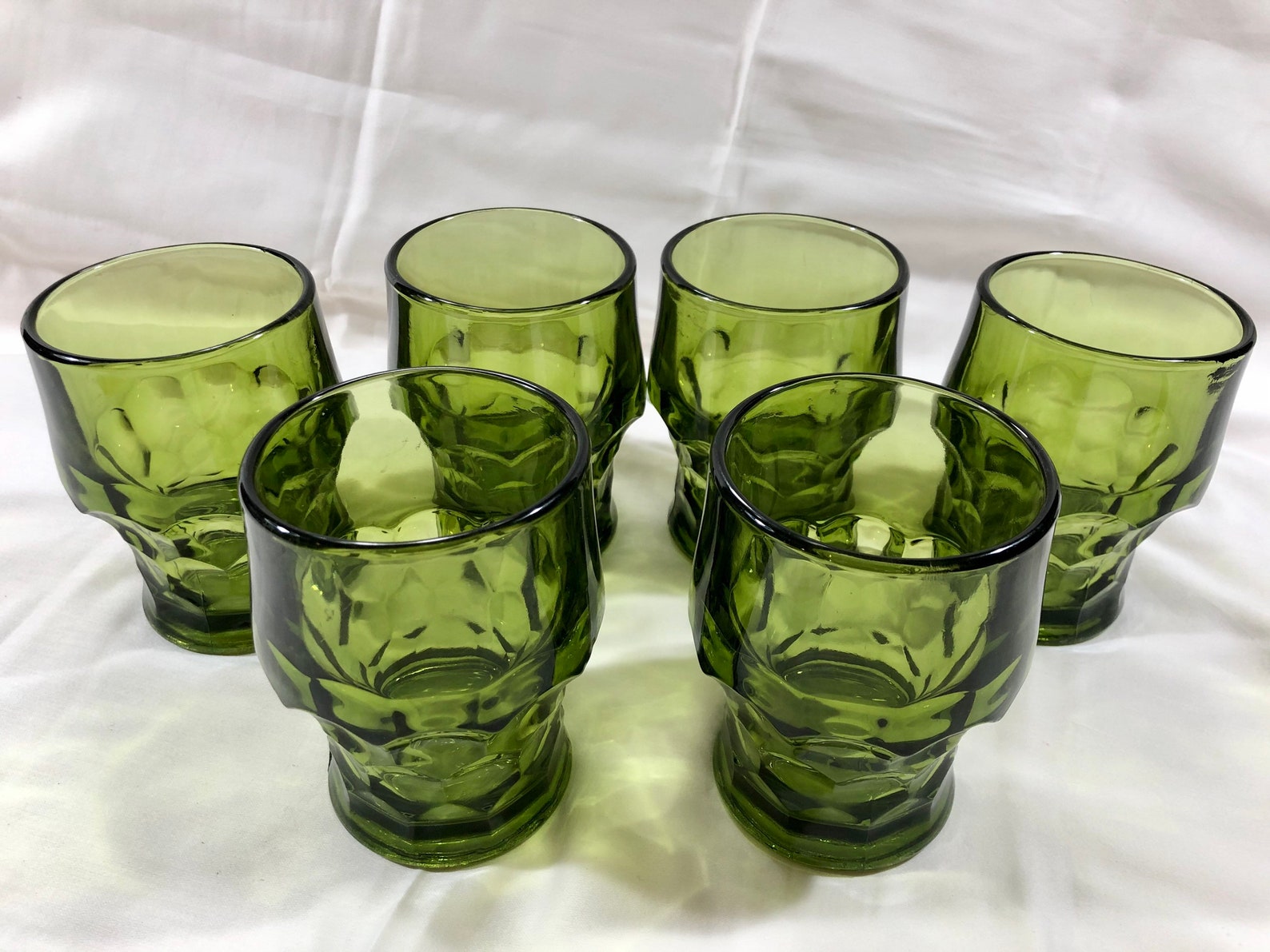 Vintage Avacado green drinking glass set Etsy