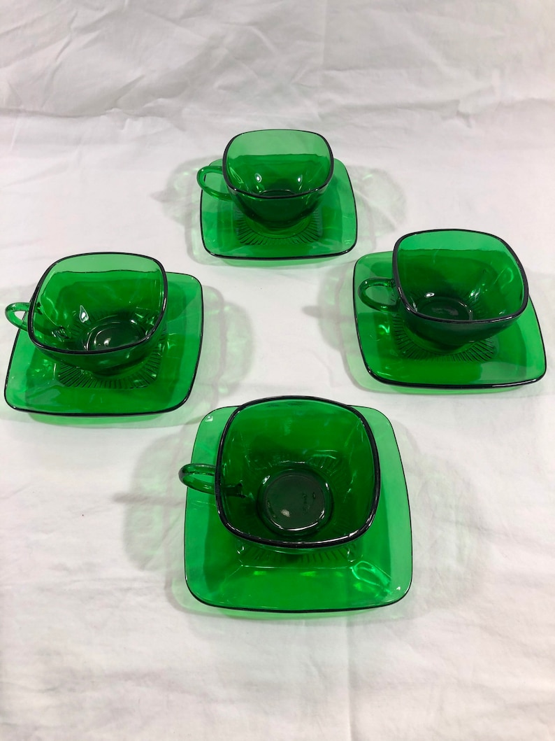 Vintage green coffeetea cup and saucer set
