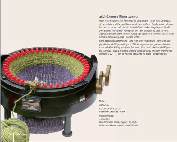 Addi Express King Size Quick Knitting Machine 46 Needles Knit 890-2