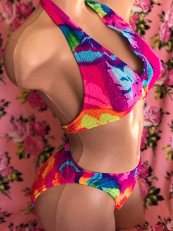 Jantzen electric beach bikini swimsuit rainbow psy