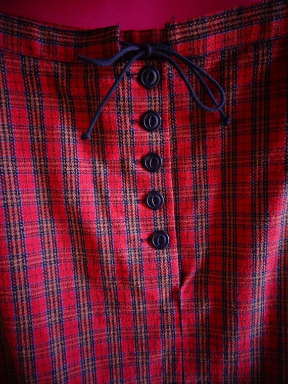 BETSEY JOHNSON red plaid high waisted pencil skirt