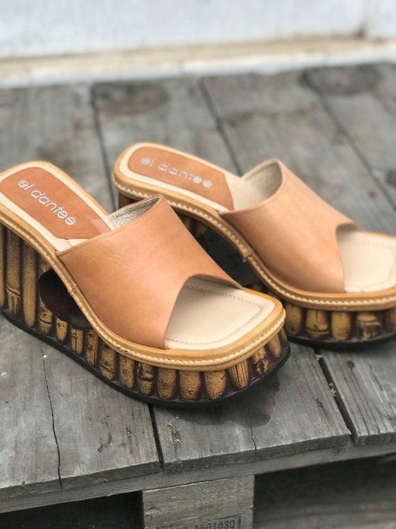 El Dantes tan slip on platform sandals boho gypsy