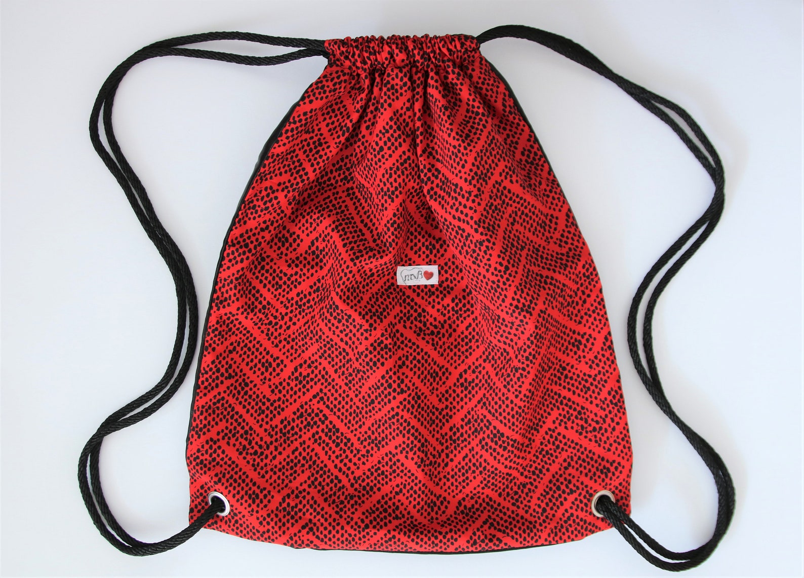 Red Drawstring Bag / Mochila con cierre de cordón Etsy