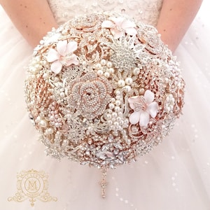 Silver & Rose Gold Brooch Bouquet – Exquisite Bridal Keepsake