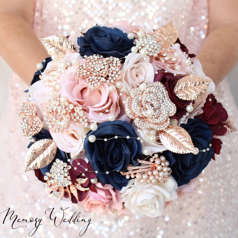 Bouffant-Navy blue, black, red and brown flower motif