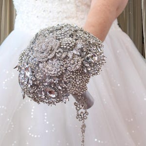Special Bridal Bouquet for Unique Brides in Silver Jewelry Brooch Bouquet of Crystals Rhinestones Bling BouquetJewelry