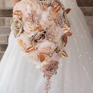 Stunning wedding bouquet. Silk flowers unique bridal bouquet. Brooch bouquet image 4