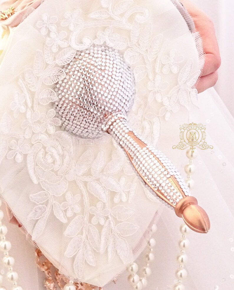 Rose gold bouquet's handle. Gold jeweled handle. Bridal Etsy