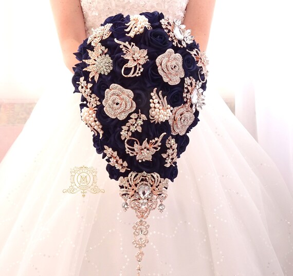 navy blue and rose gold dress