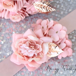 Champagne Wedding bouquet. Blush pink rose gold brooch bouquet. Bridal bouquet. Silk flowers bouquet Corsage