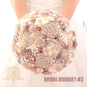 Champagne rhinestone crystal rose gold brooch bouquet.