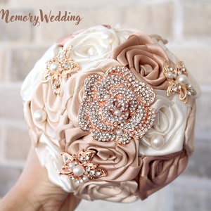 Rose gold champagne teardrop brooch bouquet image 6