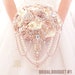 Wedding bouquet Champagne rose gold brooch bouquet, ivory boutonniere corsage, bridesmaids.