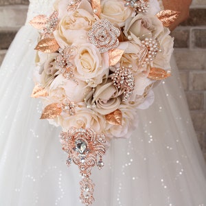 Stunning wedding bouquet. Silk flowers unique bridal bouquet. Brooch bouquet image 2