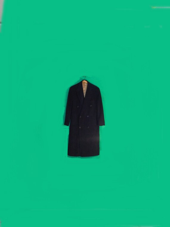Wool Coat Vintage 90s Black Wool Coat Men Top Coat