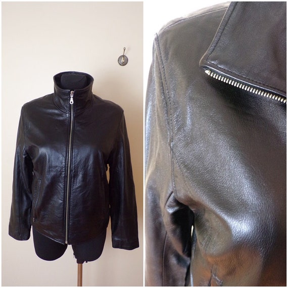 leather biker jacket women soft Leather Black jack