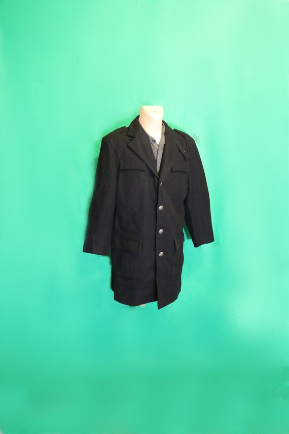 Wool Coat Vintage 90s Black Wool Coat Men Top Coat