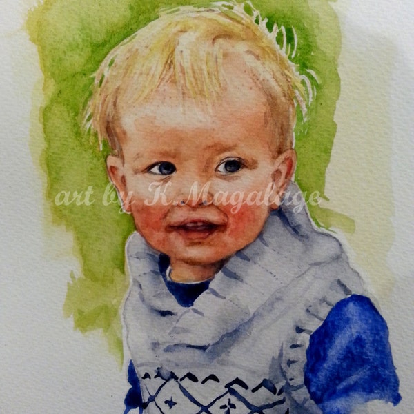 WATERART* Original Watercolour custom portrait, Art commissioning