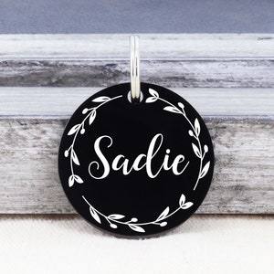 Dog Tag, Custom Dog Tag, Dog Tag Personalized, Pet Tag, Pet ID Tag, Engraved Dog Tag, Dog ID Tag, Floral Dog Tag, Dog Tag for Female Dog