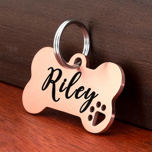 Engraved Dog Tag, Rose Gold Dog Tag Personalized, Dog Name Tag, Custom Dog Tag, Dog ID Tag, Sand Dog Tag Personalized for Dogs, Bone Dog Tag