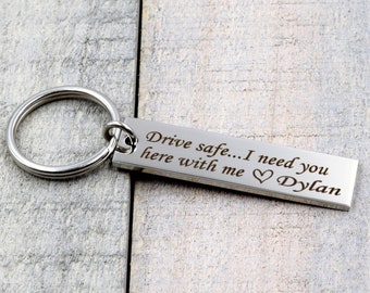 Porte-clés Drive Safe, Porte-clés personnalisé, Porte-clés pour couples, Porte-clés pour petit ami, Cadeau pour lui, Petite amie, Nouveau conducteur, Mari, Femme, Ami