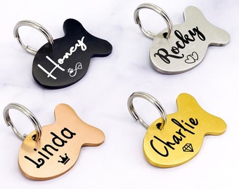 Cat Tag, Cat Name Tag, Cat Collar Tag, Cat ID Tag, Custom Cat Tag, Cat Tag Personalized, Pet Tag Cat, Cat Name Tag Small, Indoor Cat Tag