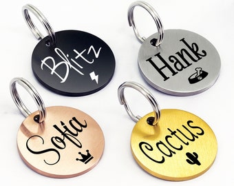 Engraved Dog Tag, Dog Name Tag, Round Dog Tag, Custom Dog Tag, Cute Dog Tag, Cat Tag, Personalized Dog Tag, Dog ID Tag, Dog Tag Personalized