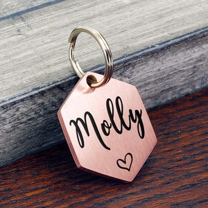 Personalized Dog Tag Hexagon Dog Tag, Rose Gold Custom Dog Tag, Dog Tag Engraved Dog Tag Personalized, Cute Dog Tag, Dog Name Tag, Pet Tag