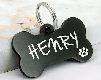 Custom Dog Tag, Dog Name Tag, Dog ID Tag, Engraved Dog Tag, Personalized Dog Tag, Pet ID Tags, Bone Dog Tags, New Puppy Gift, Microchipped