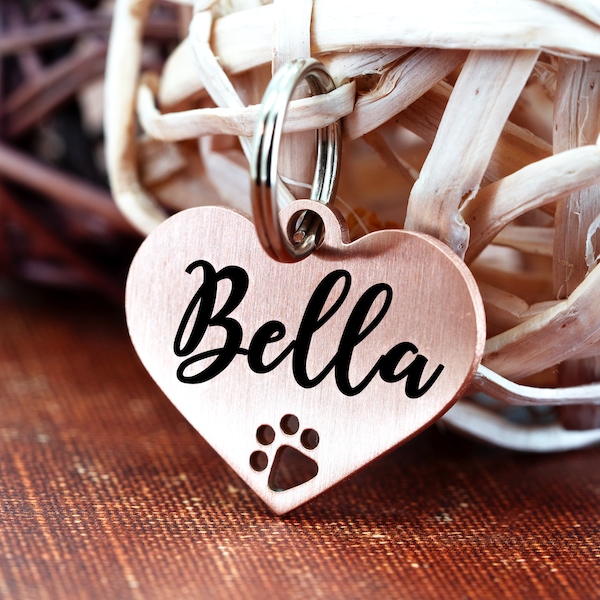 Personalized Dog Tag, Pet ID Tag, Dog Tag, Dog ID Tag, Custom Dog Tag, Dog Tag for Dogs, Customized Dog Tag, Heart Dog Tag with Paw Cutout