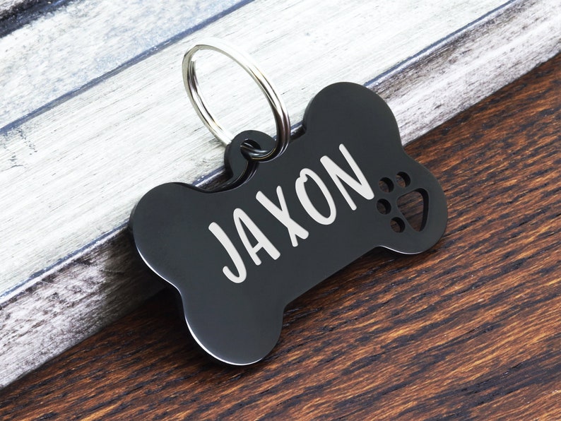 Dog Tag, Dog ID Tag, Dog Name Tag, Custom Dog Tag, Engraved Dog Tag, Dog Tag Personalized, Black Dog Tag Personalized for Dogs, Bone Dog Tag 