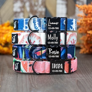 Personalized Dog Collar, Handmade Dog Collar, Custom Dog Collar, Floral Dog Collar, Engraved Dog Collar, Dog Collar Girl, Fall Dog Collar