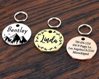 Pet Tag, Pet ID Tag, Dog Tag, Custom Dog Tag, Dog ID Tag, Dog Tag Personalized, Engraved Dog Tag, Outdoor Dog Name Tag, Mountain Dog Tag