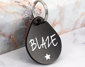 Dog Collar Tag Dog Name Tag, Teardrop Dog Tag, Dog ID Tag, Custom Dog Tag, Personalized Dog Tag, Pet ID Tag, Black Dog Tag, Cat Tag, Pet Tag