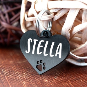 Dog Tag, Dog ID Tag, Custom Dog Tag, Personalized Dog Tag, Pet ID Tag, Dog Tag for Dogs, Customized Dog Tag, Heart Dog Tag with Paw Cutout