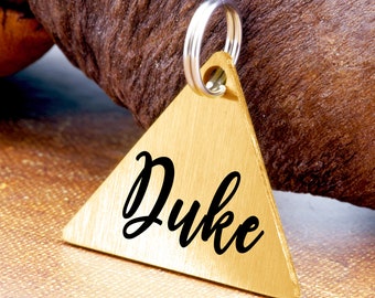 Triangle Dog Tag, Silver Dog ID Tag, Dog Name Tag, Custom Dog Tag, Engraved Dog Tag, Personalized for Dogs, Cat Tag Dog Tag Personalized