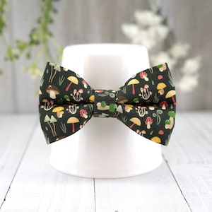 Mushroom Cat Bow Tie Pumpkin Bow Tie for Cat Collar, Mystery Fantasy Halloween Fall Cat Kitten Small Dog Collar Bowtie - Fits 1/2" W Collar