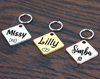Cat ID Tag, Cat Tag, Cat Tag Personalized, Cat Collar Tag, Custom Cat Tag, Personalized Diamond Cat Tag, Cat Name Tag, Cat Tag for Collar