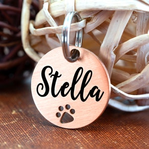 Custom Dog Tag, Dog Tag Personalized, Round Paw Cutout Black Rose Gold Silver Dog Tag Personalized Round, Dog Tag, Engraved Dog Tag for Dog